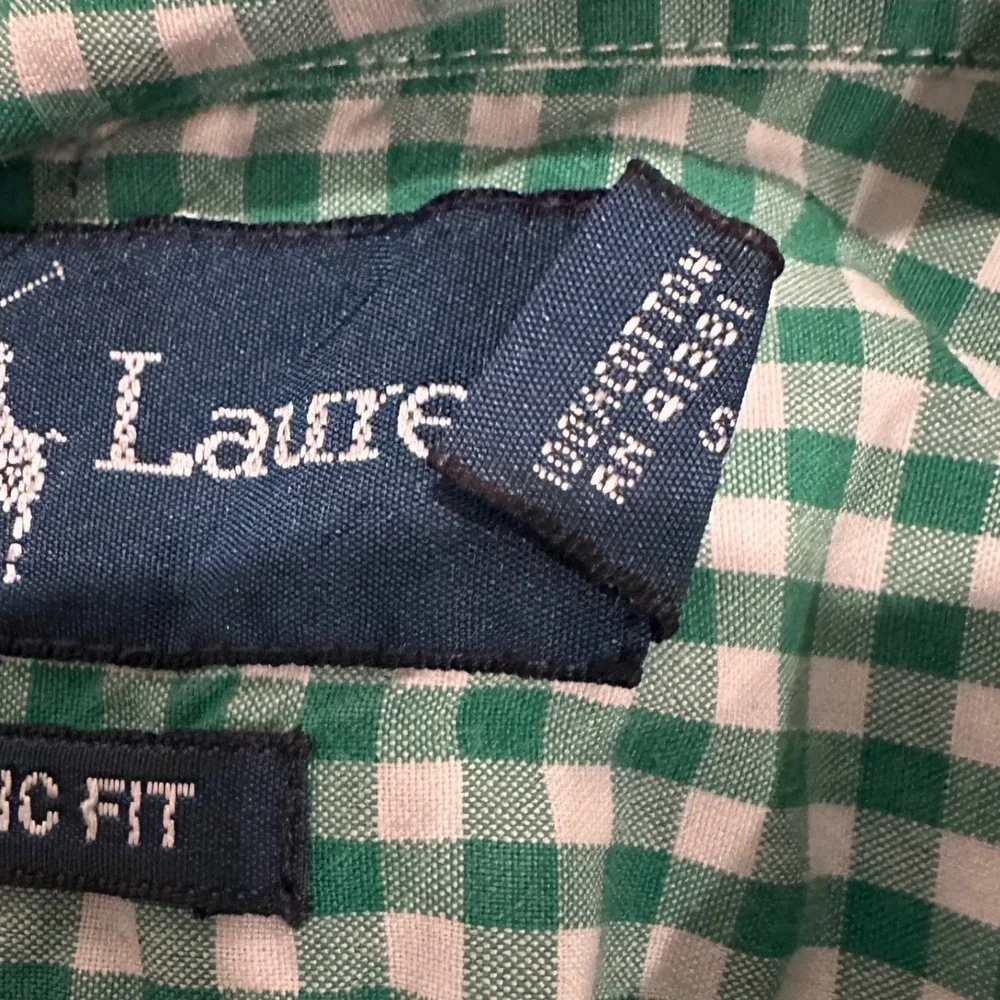 Polo Ralph Lauren Men L Green Gingham Short Sleeve Button Down Shirt Classic Fit